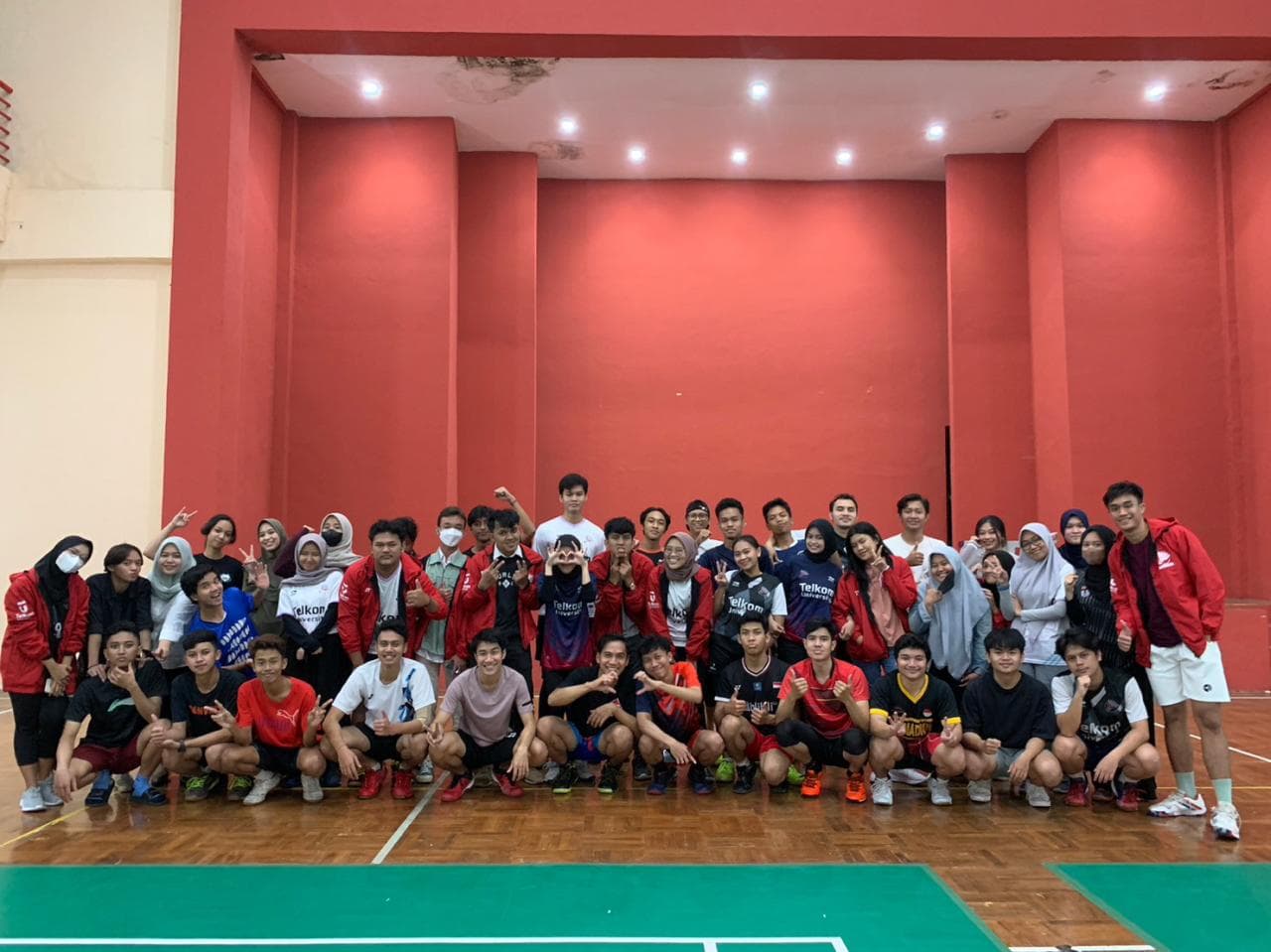 Telkom University Badminton Club group activity.